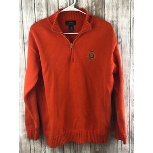 Vintage Lauren By Ralph Lauren Size Large Orange 1/4 Zip Sweater EUC